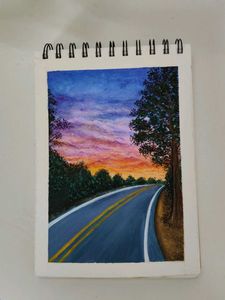 Hand-Painted Road Sunset Artwork