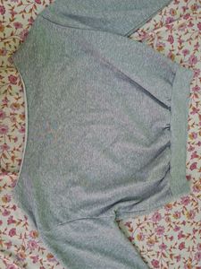 Grey Cropped off shoulder Sweatshirt from savana
