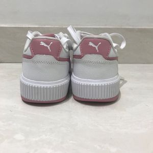 Puma White &amp; Pink Platform Sneakers