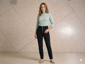 Stylish Dark Wash High-Waisted Jeans