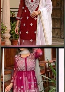 Chikankari Mirror Kurta Set with Dupatta Combo
