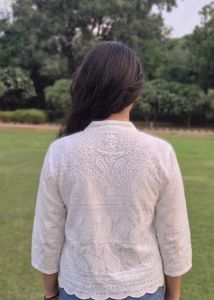 White Chikankari Crop Shrug / Jacket