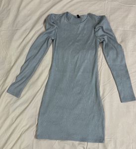 Grey Puff Sleeve Dress