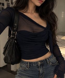 Sheer Mesh Long Sleeve Top