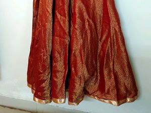 Golden &amp; Maroon Full Partywear Ethnic Gown (44")