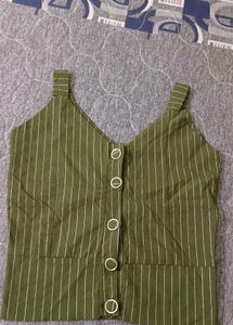 Stylish Striped Button-Up Crop Top