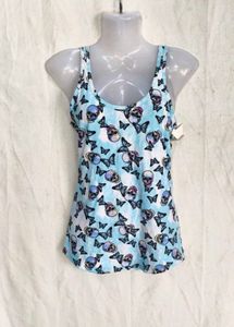 I. Skull and Butterfly Print Tank Top
