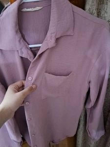 Chic Mauve Textured Button-Up Shirt