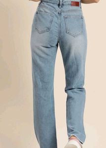 HERE&amp;NOW  High Waisted Light Wash Straight Leg Jea