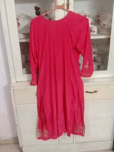 Elegant Pink dabka Embroidered Kurta