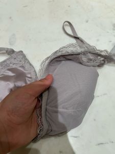 H&amp;M Lace Trim Satin Bra