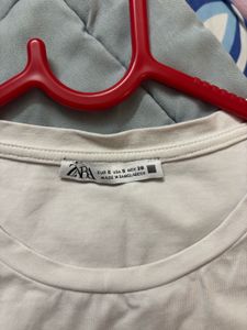 Zara White Cropped T-Shirt