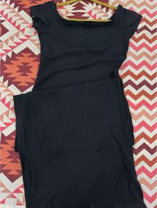 Chic Black Ribbed long dress