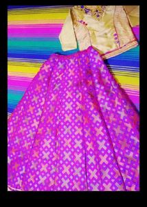 golden pink embellished Lehenga Choli Set