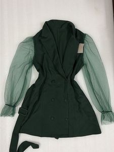 Chic Green Dress with Sheer Sleeves