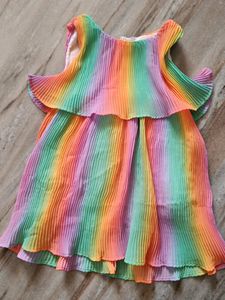 Rainbow Crushed Frock For Kids