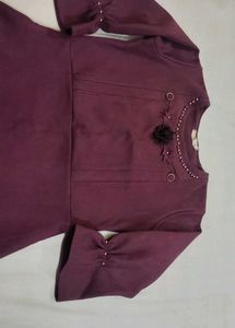 Maroon Knee Length Dress