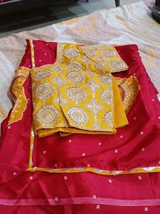 Red Bandhani Saree