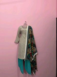 Stylish Printed Kurta with Dupatta and Salwar