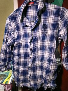 Men's Blue Plaid Long Sleeve Shirt