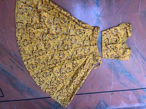Yellow Printed Lehenga Choli Set