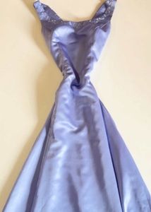 Elegant Lilac Satin Dress with Beading