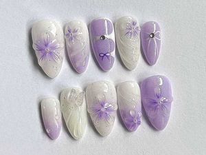 Purple Floral Press-On Nails