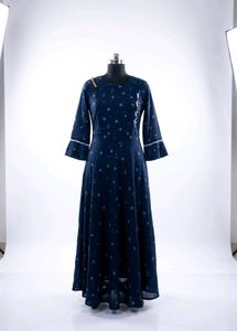 Elegant Navy Blue Anarkali Gown