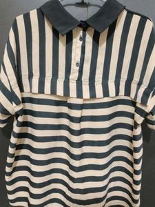 Striped Collared Tunic Top