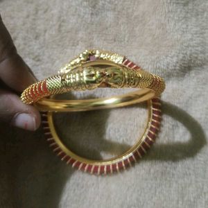 Elegant Gold & Red Bangles pack of 2