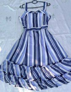 Striped Midi Dress with Ruffle Hem