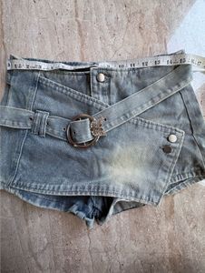 Y2K Style Denim Skirt with Butterfly Buckle