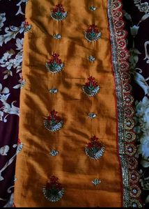 Beautiful Orange Embroidered Saree