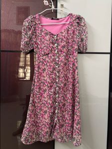 Chic Floral Print Button-Down Midi Dress