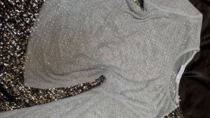 Sparkling Grey Mesh Top