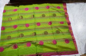Vibrant Green &amp; Pink Saree