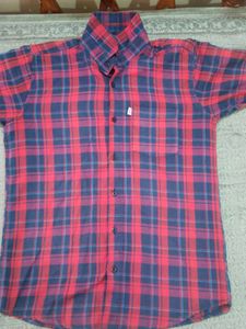 Men's Red &amp; Blue Plaid Long Sleeve Shirt
