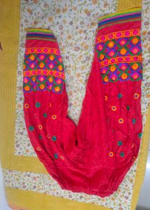 Embroidered Red Salwar Pants