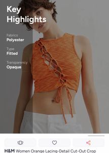 Stylish Orange Cut-Out Tank Top MEDIUM size