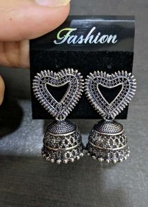 Heart Jhumka Earrings