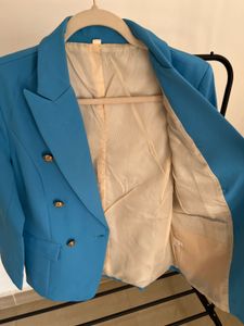 ROYAL BLUE SHEIN DOUBLE BREASTED BLAZER
