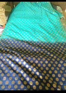 Beautiful Teal Polka Dot saree