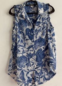 Blue Floral Print Blouse