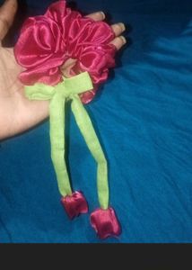 Handmade Rose Scrunchie with Dangle