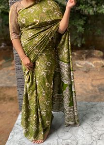 Elegant Green Printed Saree
