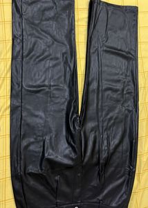 Black Faux Leather Wide Leg Pants