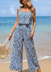 Boho Print Crop Top & Palazzo Set