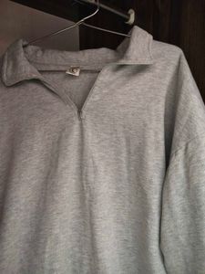 Grey Half-Zip Pullover Sweatshirt