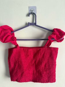 Smocked Off-Shoulder Crop Top