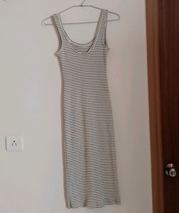 Bershka Bodycon Black And White Stripes Stretchy Dress